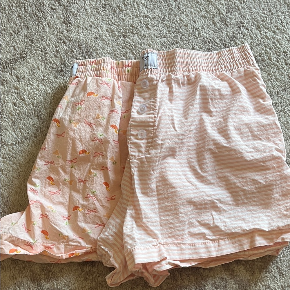 Pink Striped and Patterned Shorts Set